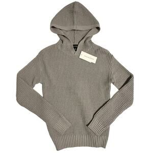 NWT Treasure & Bond Waffle Knit Pullover Hoodie Gray Girls Medium 8/10